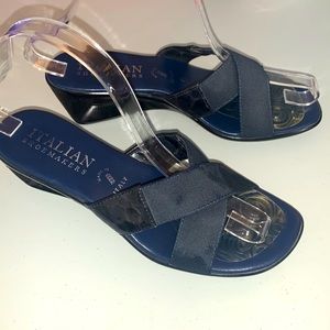 COPY - 🅰️$5 ADD ON❣️Italian Shoe Makers Navy croc embossed leather mules, clogs…